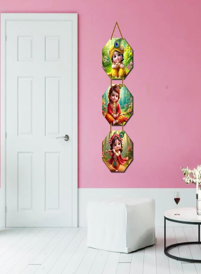 DSticker MDF Wall Hanging Decoration For Pooja Room Bal Gopal Wall Spiritual Decor Items Wall Hangings For Gift | Shri Krishna Decoration Item For Home | Wood Plaque Wall Hanging For Temple - Image 3